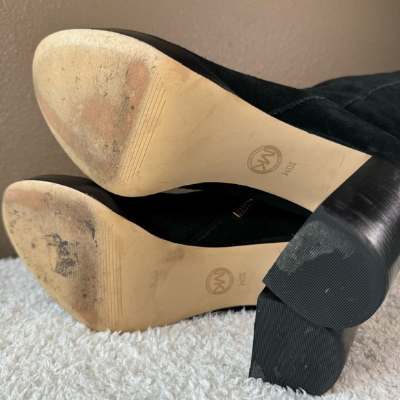 Michael Kors Lesley suede Boots Knee-High Black Heels - Picture 7 of 10